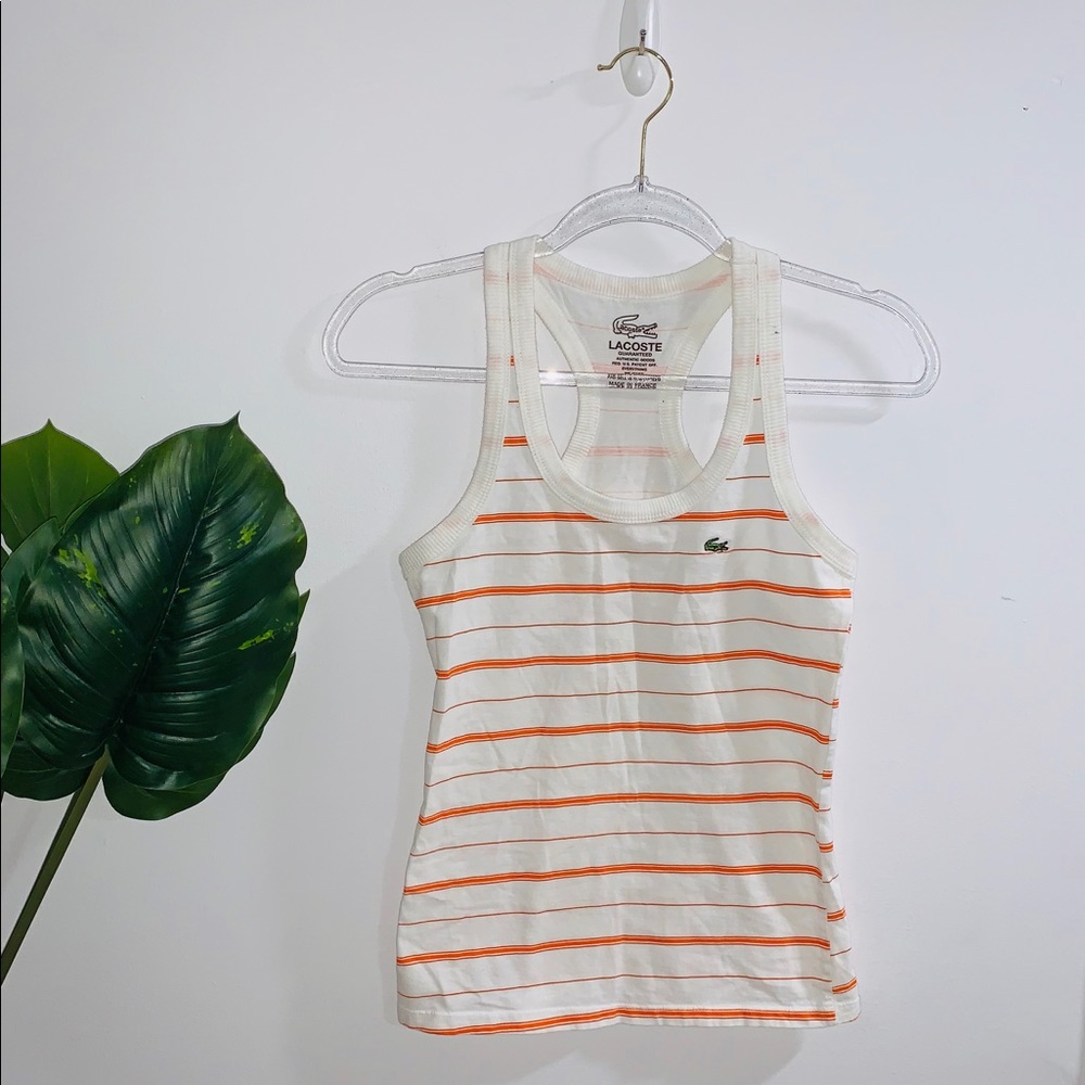 🦋 4/$30 Lacoste White & Orange Striped Tank Top